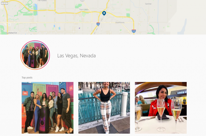 Rezultati pretraživanja lokacije na Instagramu Last Vegas