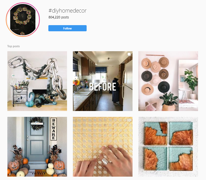   stranica s hashtag rezultatima pretraživanja za #diyhomedecor