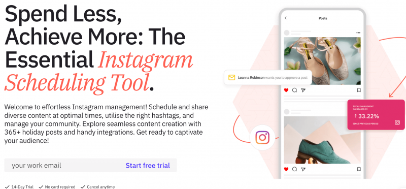   Schermata di Sendible's Instagram Scheduling tool
