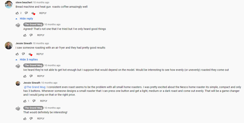 Esempi di screenshot delle risposte ai commenti di YouTube.