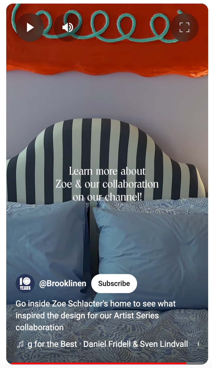   Daha uzun bir videoya dayanan Brooklinen'den YouTube Kısa Videosu.