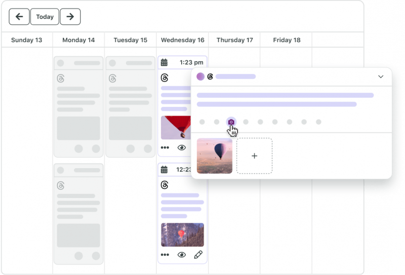 Brote Social's Publishing Calendar where you can see how to add posts, request approval and visualize all upcoming posts