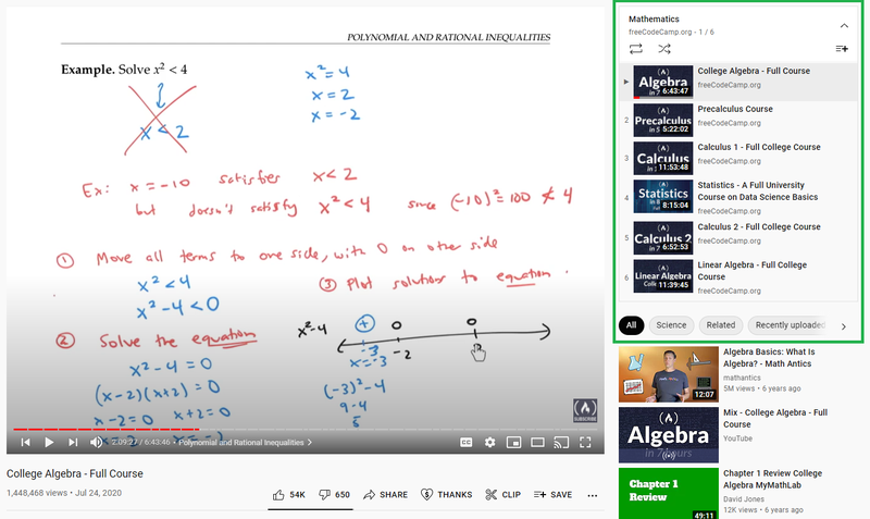 Esempio di playlist video con visualizzazioni YouTube elevate