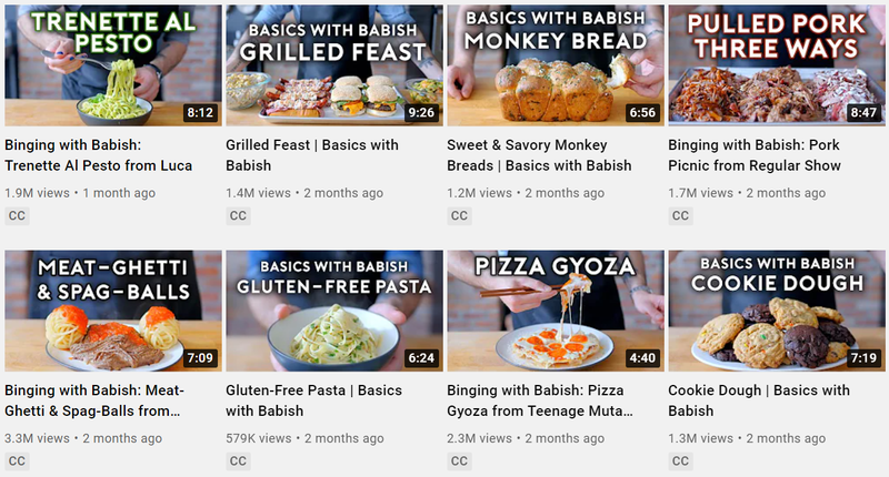 Un esempio di miniature accattivanti può attirare più visualizzazioni di YouTube da Binging with Babish
