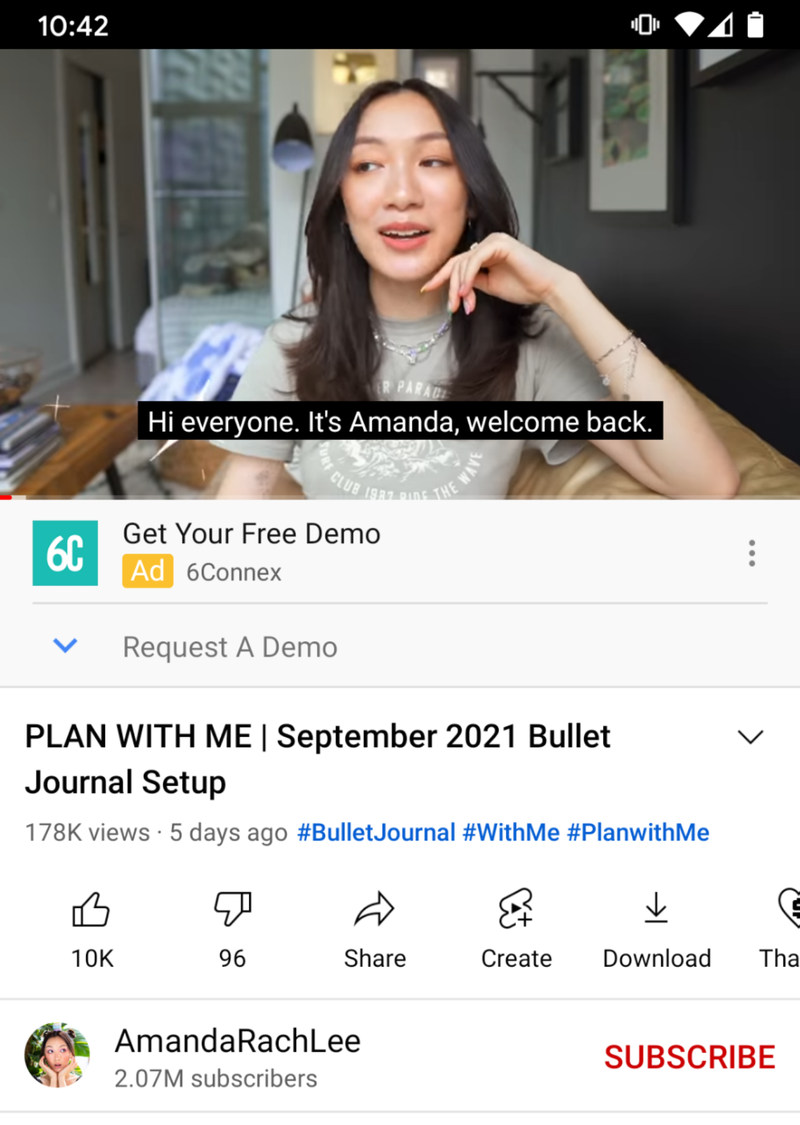 Esempio di video YouTube trascritto con sottotitoli.