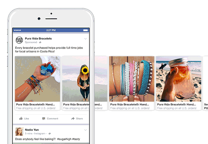 Παράδειγμα διαφήμισης καρουζέλ στο Facebook
