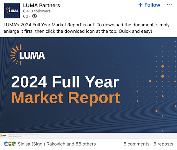 Luma utiliza distintos llamados a la acción en su estrategia de contenido de LinkedIn.