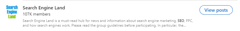   Grupe na LinkedIn-u - Search Engine Land Group Blurb