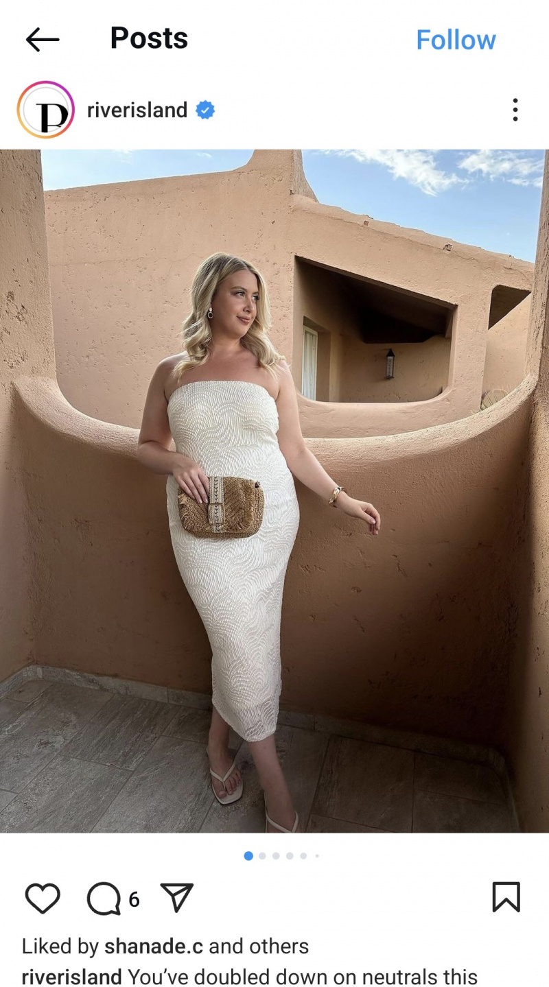   UGC Instagram-post van River Island van een vrouw die een River Island-jurk draagt.