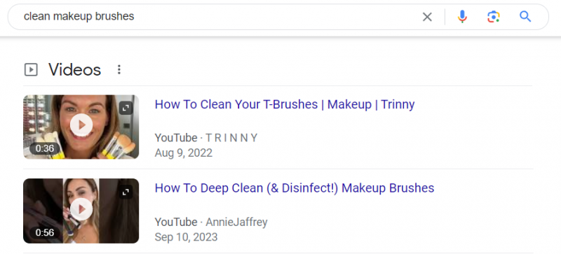   Vídeos de YouTube que aparecen en los resultados de Google.