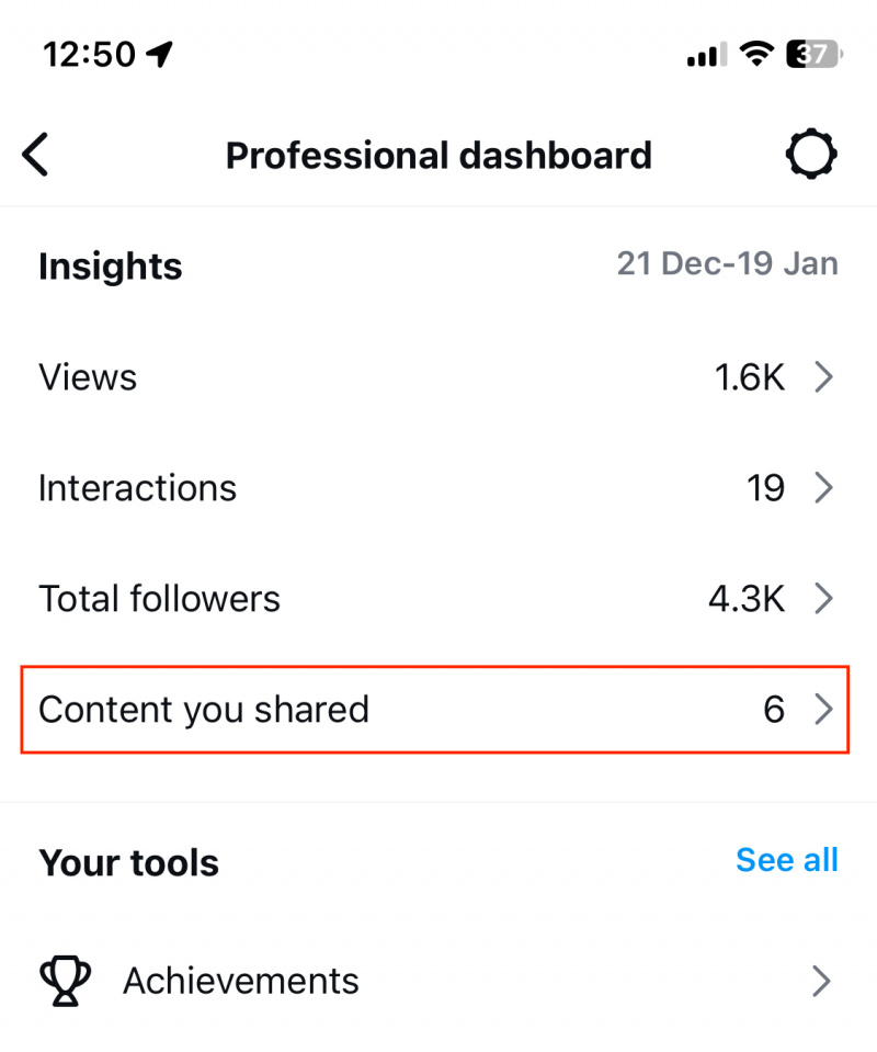 Nabídka Instagram Professional Dashboard