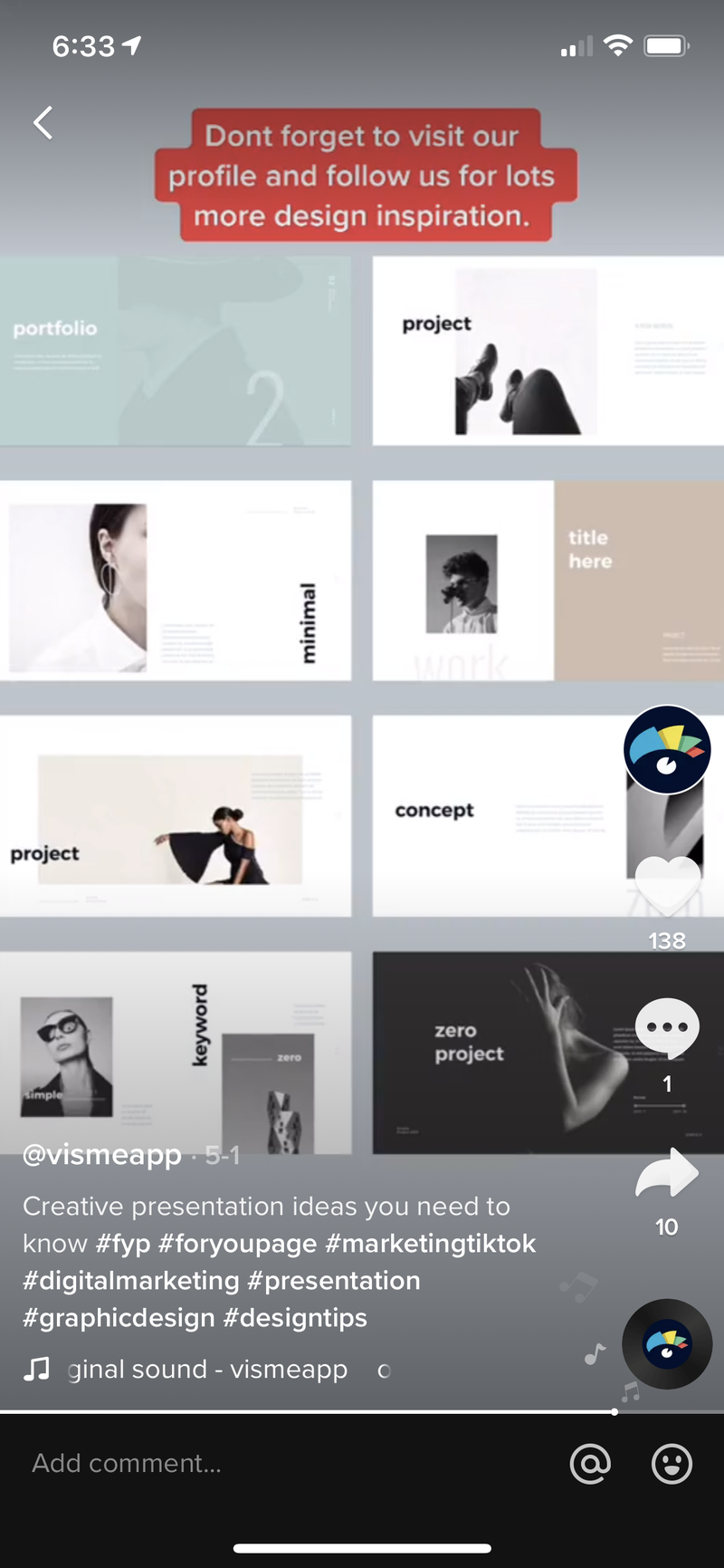 Un CTA da seguire alla fine di un video TikTok.