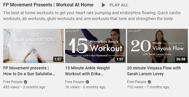 Screenshot di un esempio di playlist di YouTube