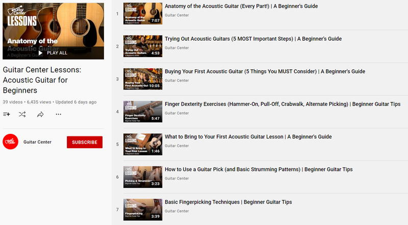 Esempio di SEO di YouTube, video e playlist di istruzioni che si prestano a un posizionamento più elevato nei risultati di ricerca.