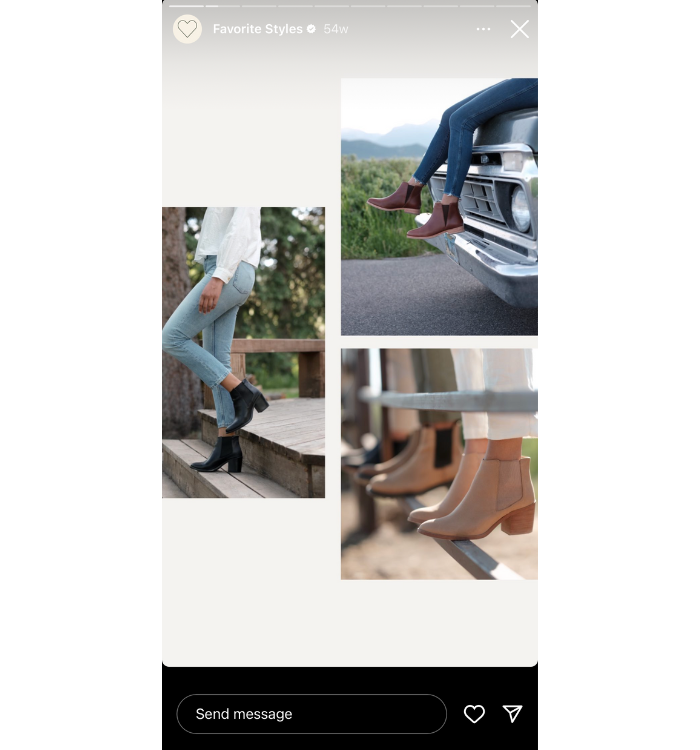 Remplacé's Instagram story featuring a collage of shoe photos