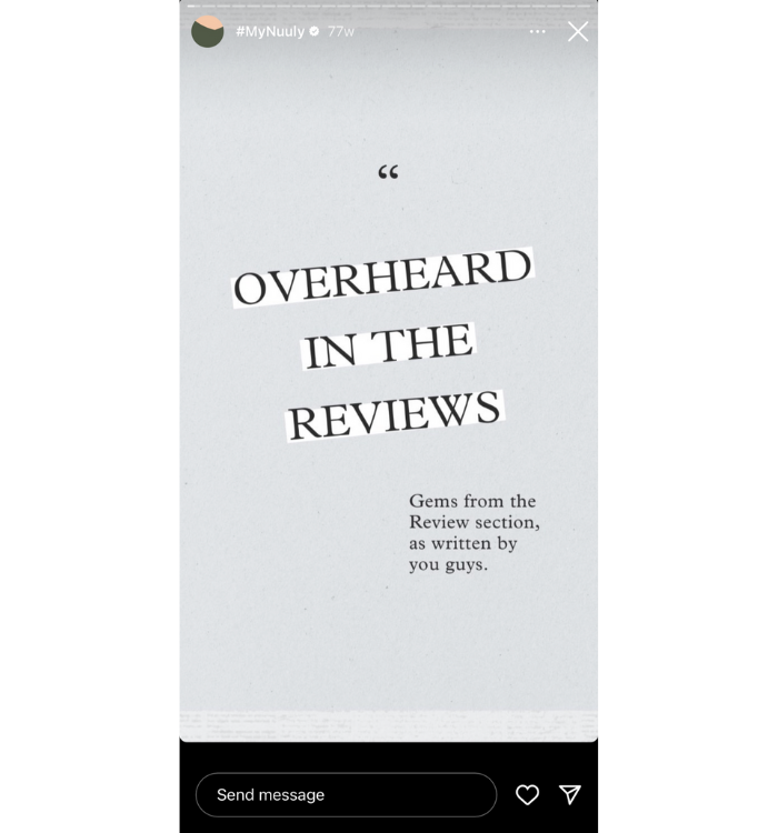 Nuuly's Instagram Story featuring customer reviews