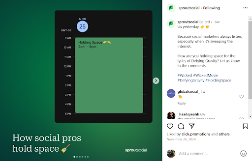   スプラウト's IG "holding space" post