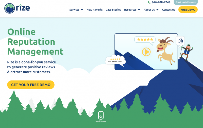 Snímek obrazovky Rize Reviews' website