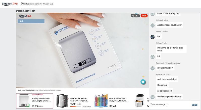 Amazon utilizza lo shopping in live streaming e la chat dal vivo per interagire con i clienti nel loro percorso di acquisto.