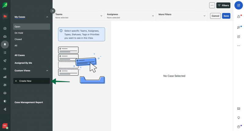 's an arrow pointed toward the "Create New" button under "Custom Fields" section of the sidebar navigation.