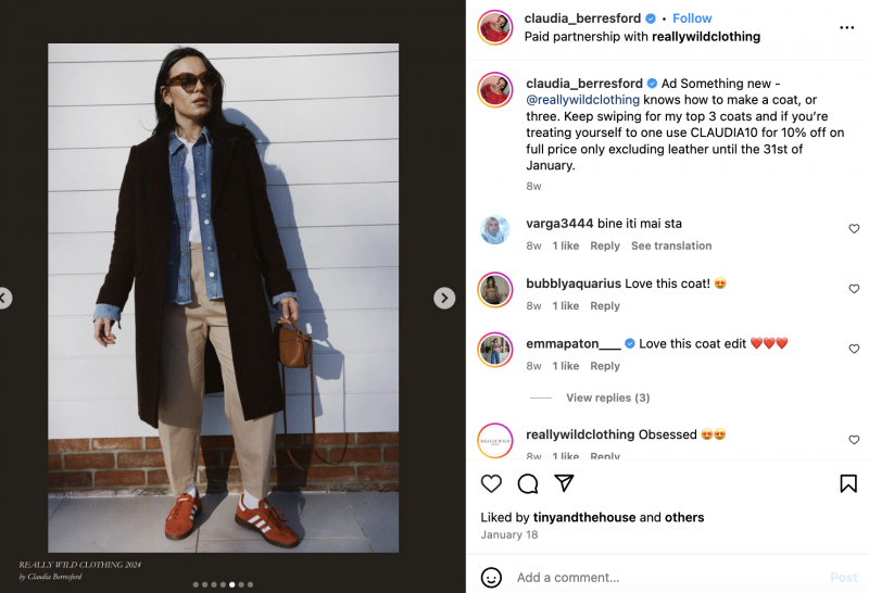   Una publicación patrocinada de Claudia Berresford vistiendo Really Wild Clothing.