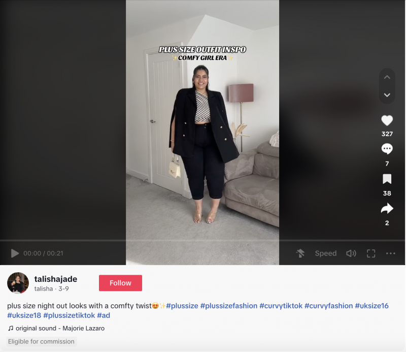   Un video de inspiración de vestimenta de Talisha Jade en TikTok.