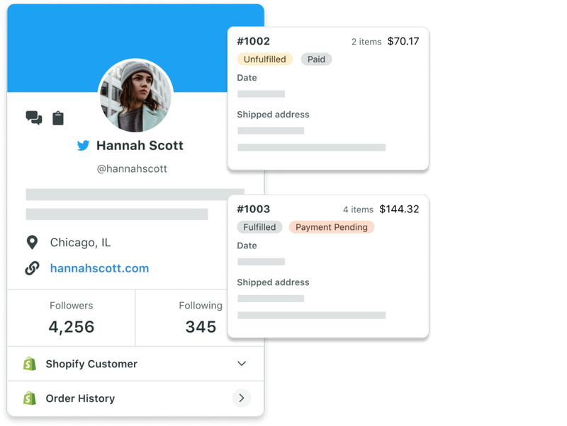 Visualització dels detalls del client de Shopify