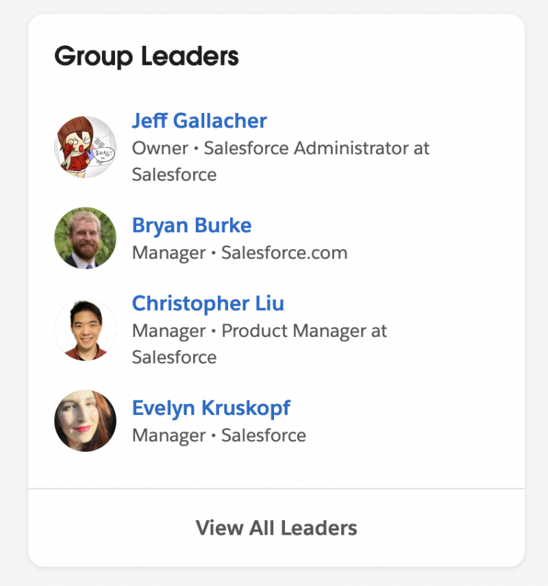   avatares del equipo de soporte de Salesforce