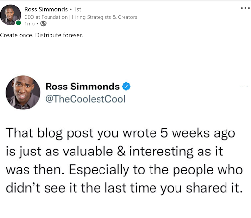 voorbeeld van een tweet gedeeld op linkedin