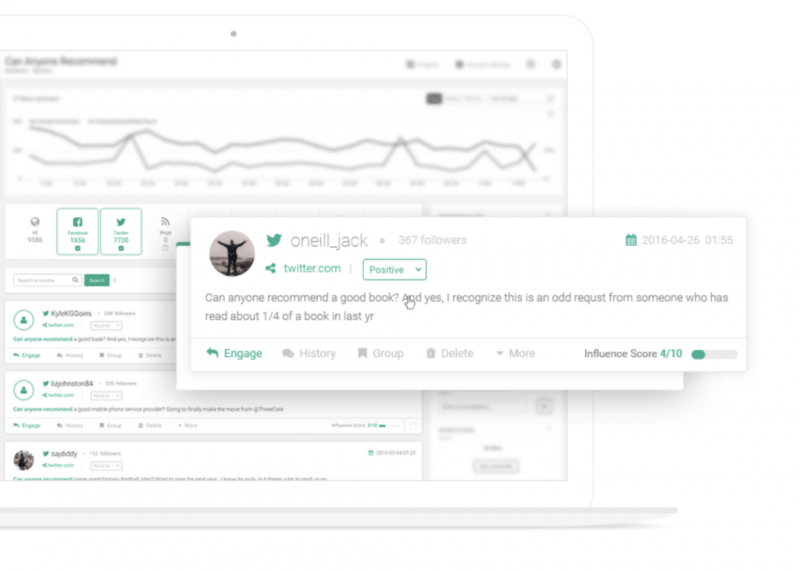   Snímek obrazovky Brand24's social listening tools.