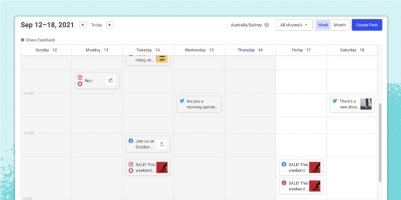   Snímek obrazovky Bufferu's publishing calendar.