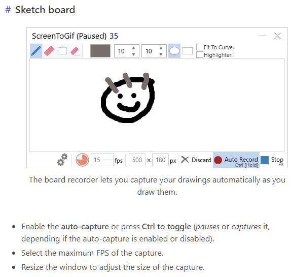  シンプルな顔が描かれたスケッチ ボードの screentogif キャプチャ