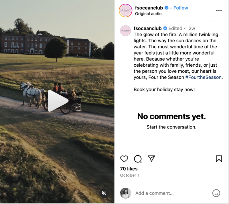   Un Instagram Reel delle Quattro Stagioni' Four the Season campaign
