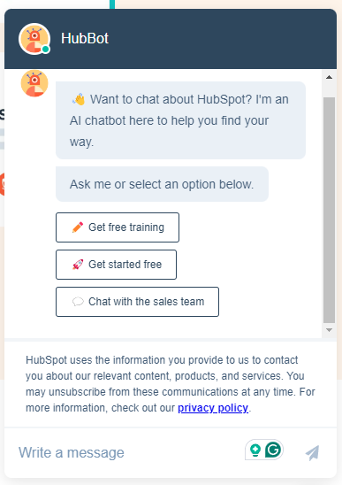   chatbot hubspot per l'assistenza clienti