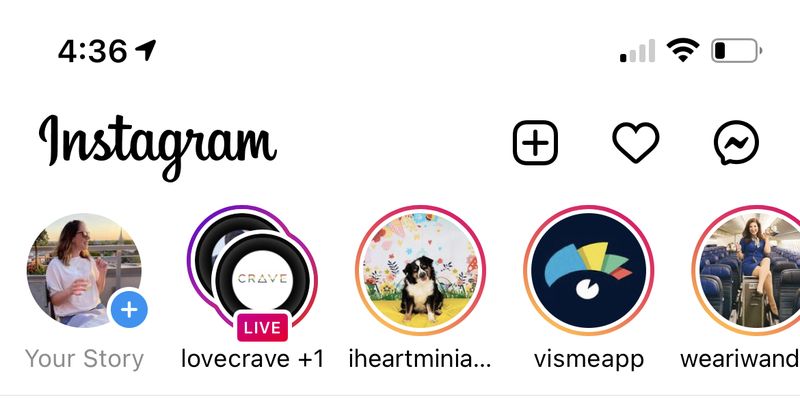 Uno screenshot delle storie di Instagram.
