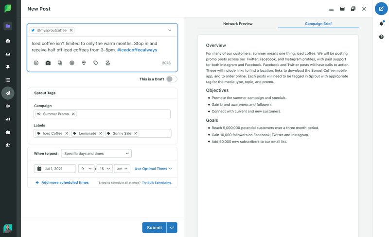 Een screenshot van Sprout Social