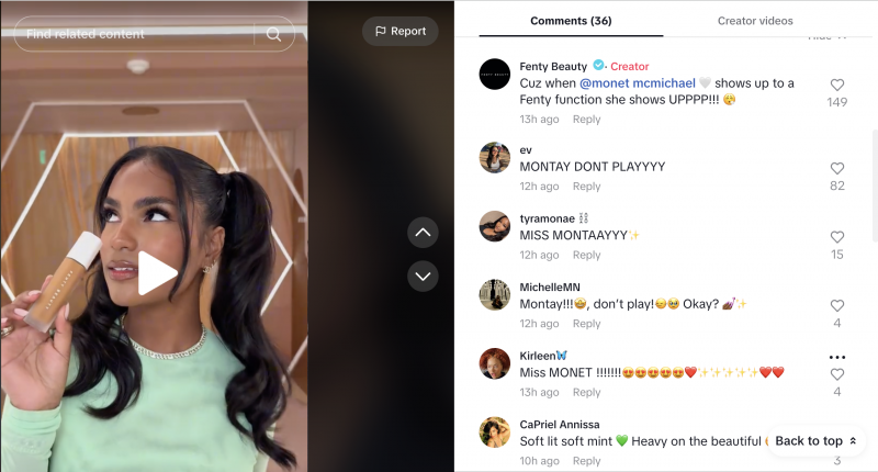   Un vídeo de TikTok amb l'influencer Monet McMichael a la festa de llançament de la Soft Lit Luminous Foundation.