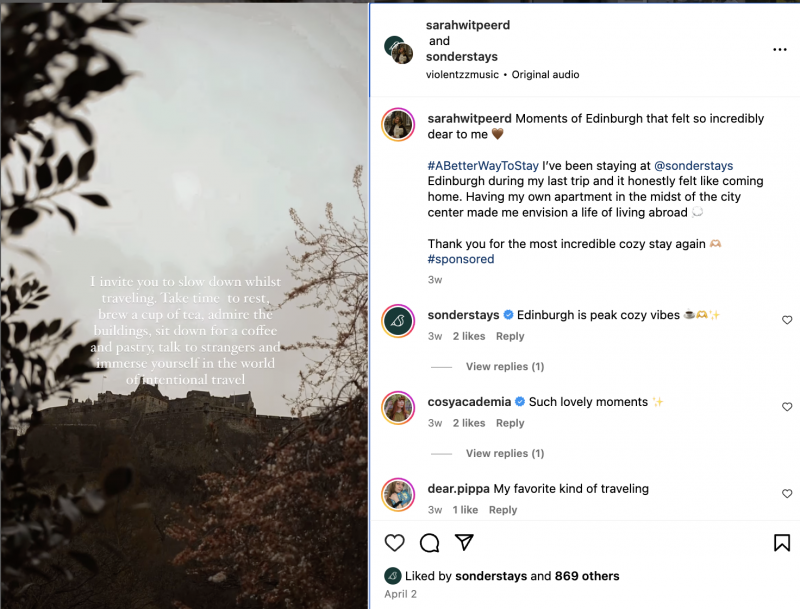  Una publicació patrocinada de Sarah Witpeerd per a Sonder. Anima els espectadors a acceptar la desacceleració gaudint de moments senzills com fer el te.