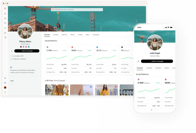  Tagger by Sprout Social UI, které vám poskytuje výsledky kampaní v reálném čase, takže můžete sledovat výkon influencerů a míru zapojení