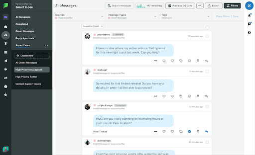   स्प्राउट सोशल का स्क्रीनशॉट's smart inbox