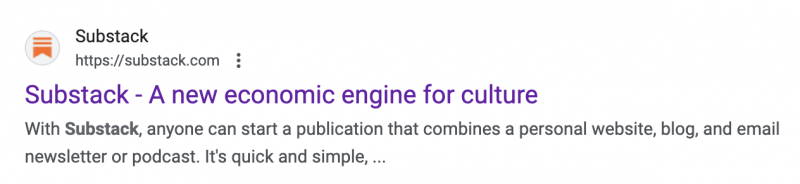   Une image des métadonnées du Substack, y compris la marque's tagline: A new economic engine for culture