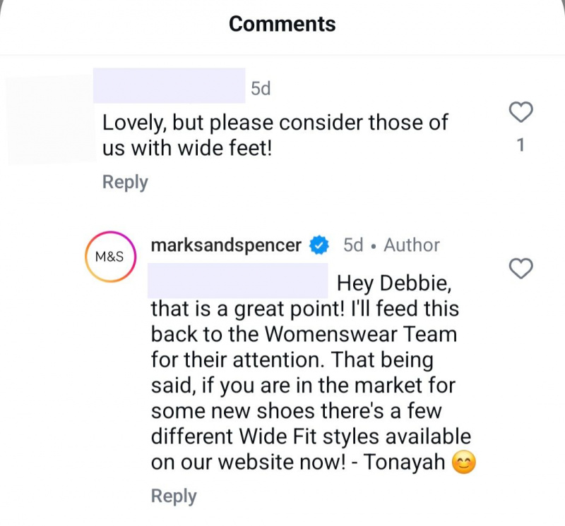   Ejemplo de conexiones personalizadas de Marks y Spenser