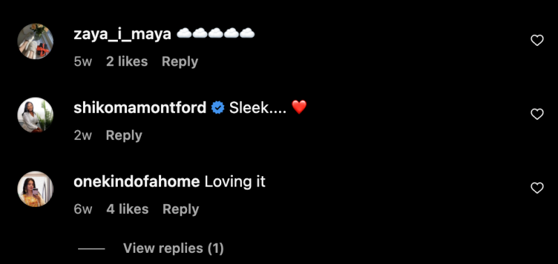   Une capture d'écran de la section des commentaires sur un récent post Instagram d'IKEA. Les commentaires sont tous des célébrations positives de la marque's static posts.