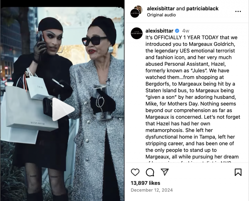   Un Reel Instagram d'Alexis Bittar célébrant le premier anniversaire de Margeaux et Jules
