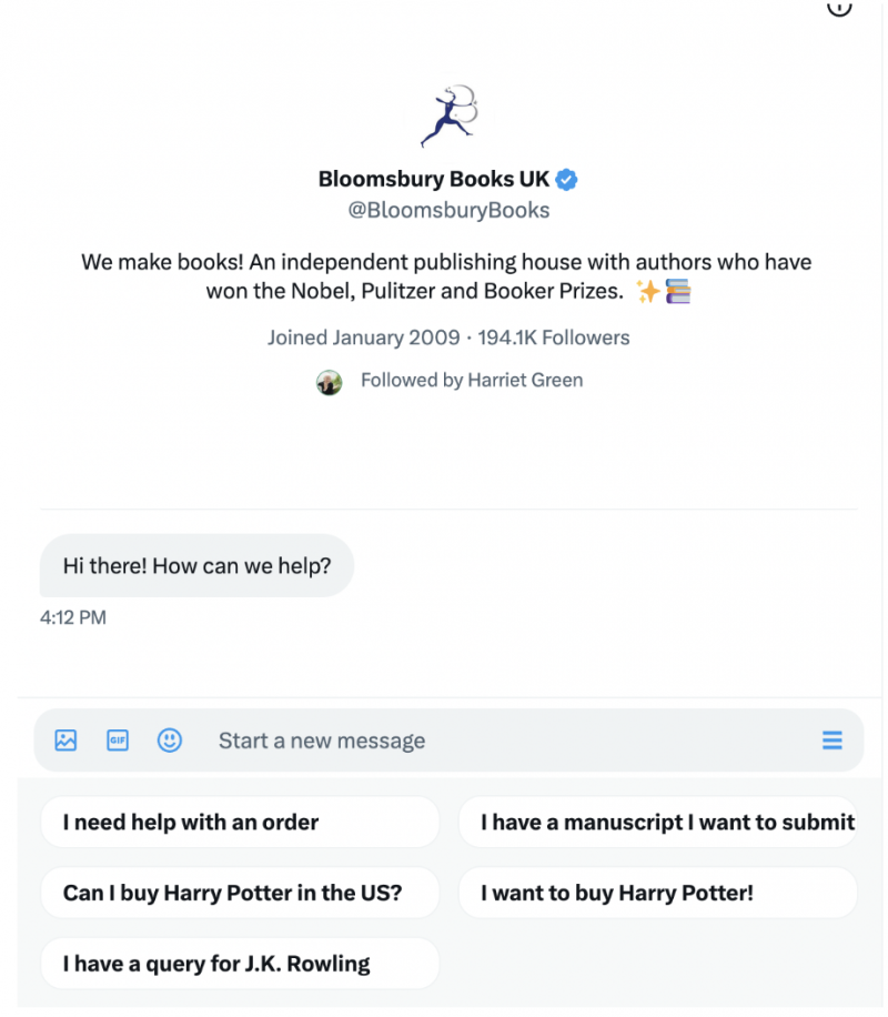   eksempel på sheetz twitter chatbot