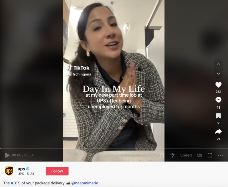   Video A Day in the Life creato da un dipendente UPS che è stato ricondiviso dal brand