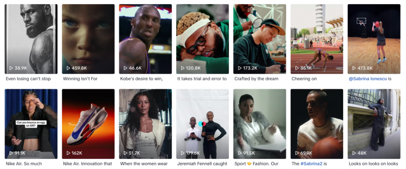   Exemple de Nike's campaigns on TikTok