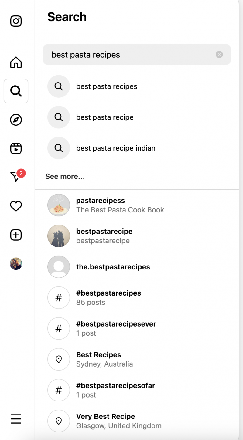   Résultats de recherche sur Instagram