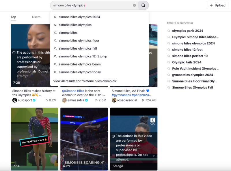   Résultats de la recherche dans TikTok