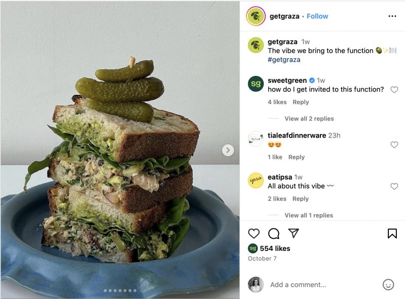   grâce's Carousel that show cases the vibe they bring to the function, a.k.a. how their olive oil makes food better